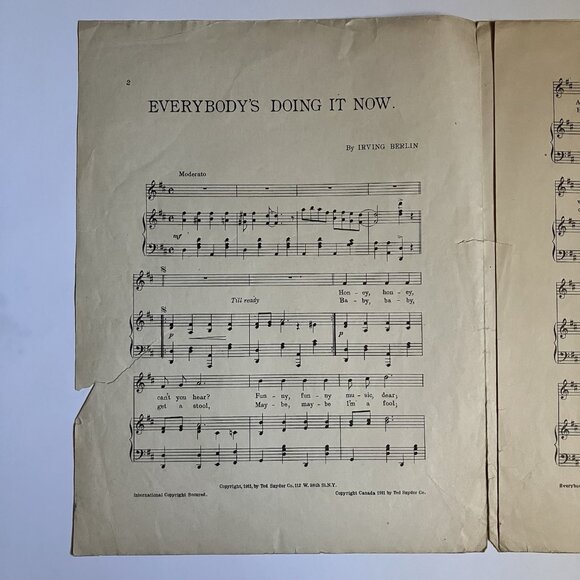1910s Vintage Sheet Music Everybody's Doin' It Now - Ragtime Violin - Picture 15 of 16